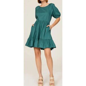 Peter Som x RTR Green Puff Sleeve Dress Size 6 Designer MSRP $335 Excellent